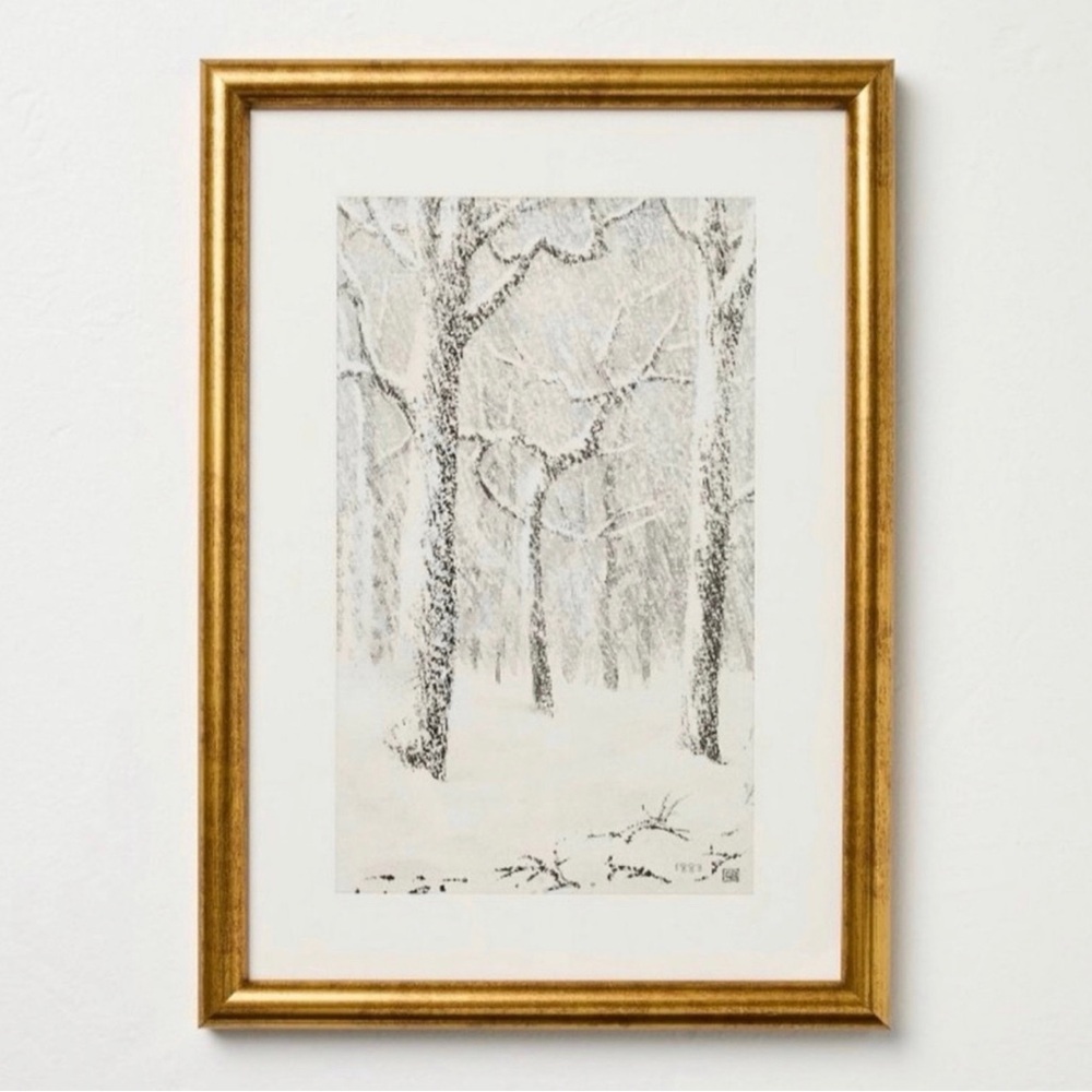 Hearth & Hand with Magnolia Snowy Trees Framed Wall Art  11”x14”
